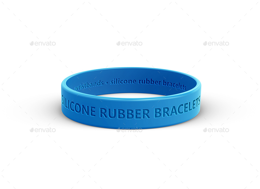 Silicone Rubber Bracelets And Wristbands Packaging MockUp, Graphics